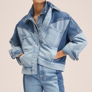 MANGO oversized Two tone denim jacket
